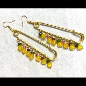 VERON 24k gold plated precious gemstones earrings